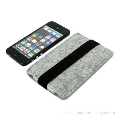 Felt promotional mobile phone case with fashionable design and elastic closure, customized logos